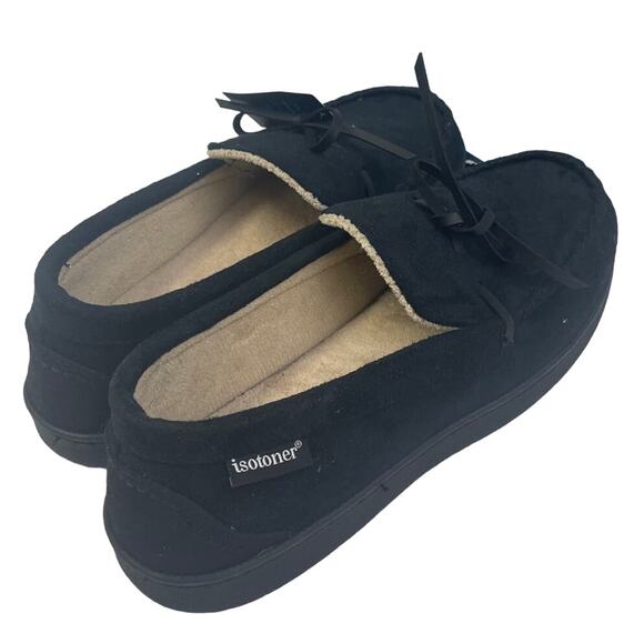 New Isotoner Signature Mens Size 8-9 Med Memory Foam Comfort Moccasin Slippers - Picture 1 of 4
